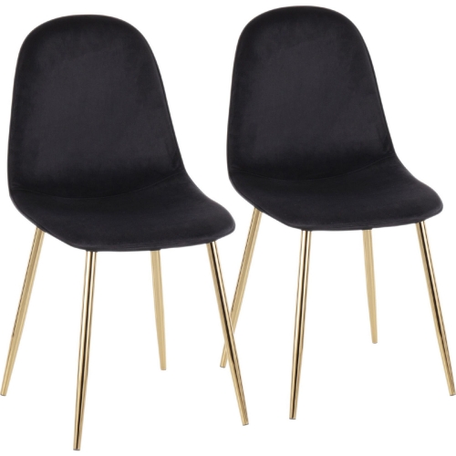 Pebble Accent Chair in Black Velvet & Gold Steel (Set of 2)